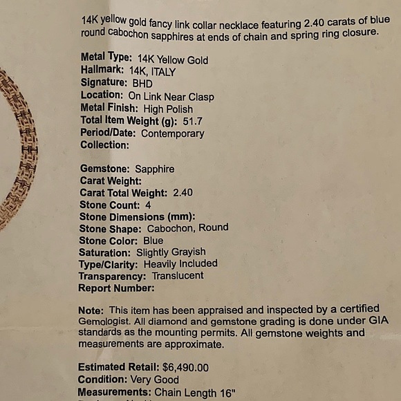HEAVY ✨ 14K Yellow Gold Link sapphire Necklace - Picture 11 of 11